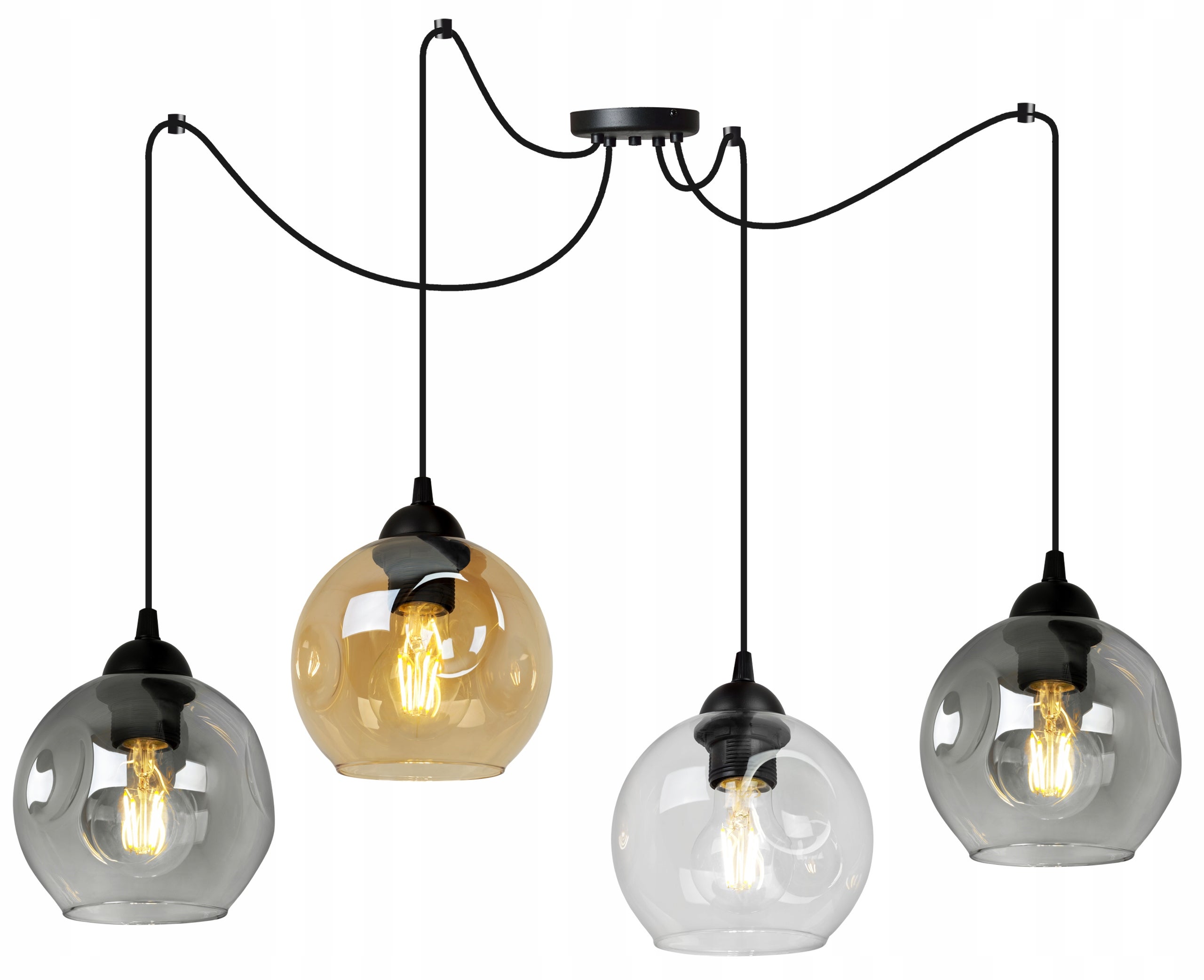 Lampa sufitowa wisząca Light Home LH Spider Rio Elegance 4x E27 abażur kule wielokolorowe