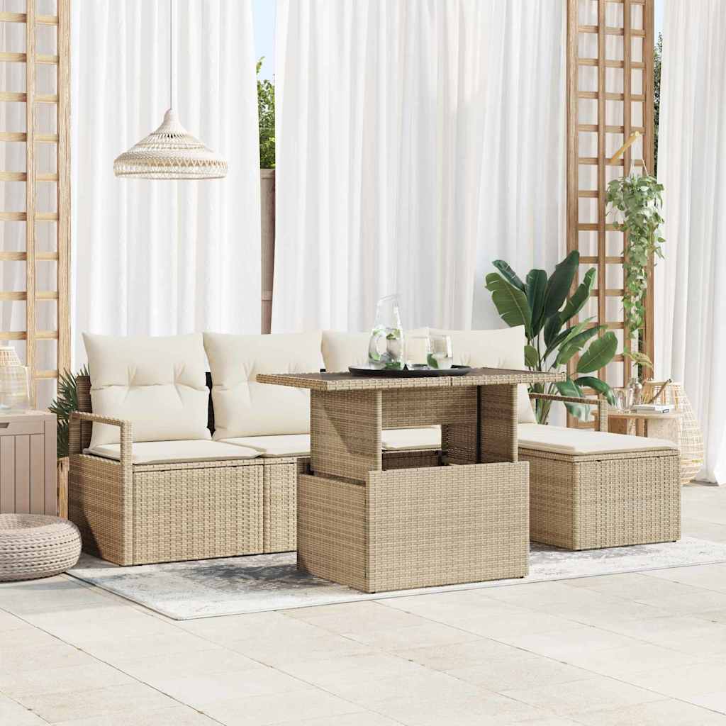 Zestaw Sof na Ogród z poduszką 6 pcs beżowo-kremowy vidaXL