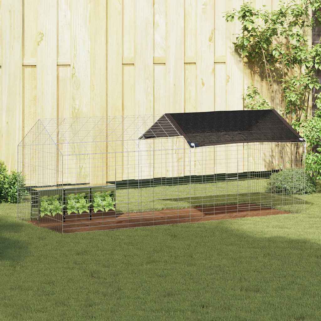 Klatka dla królika Srebrny 200 x 78 x 78 cm Stal Galwanizowana vidaXL