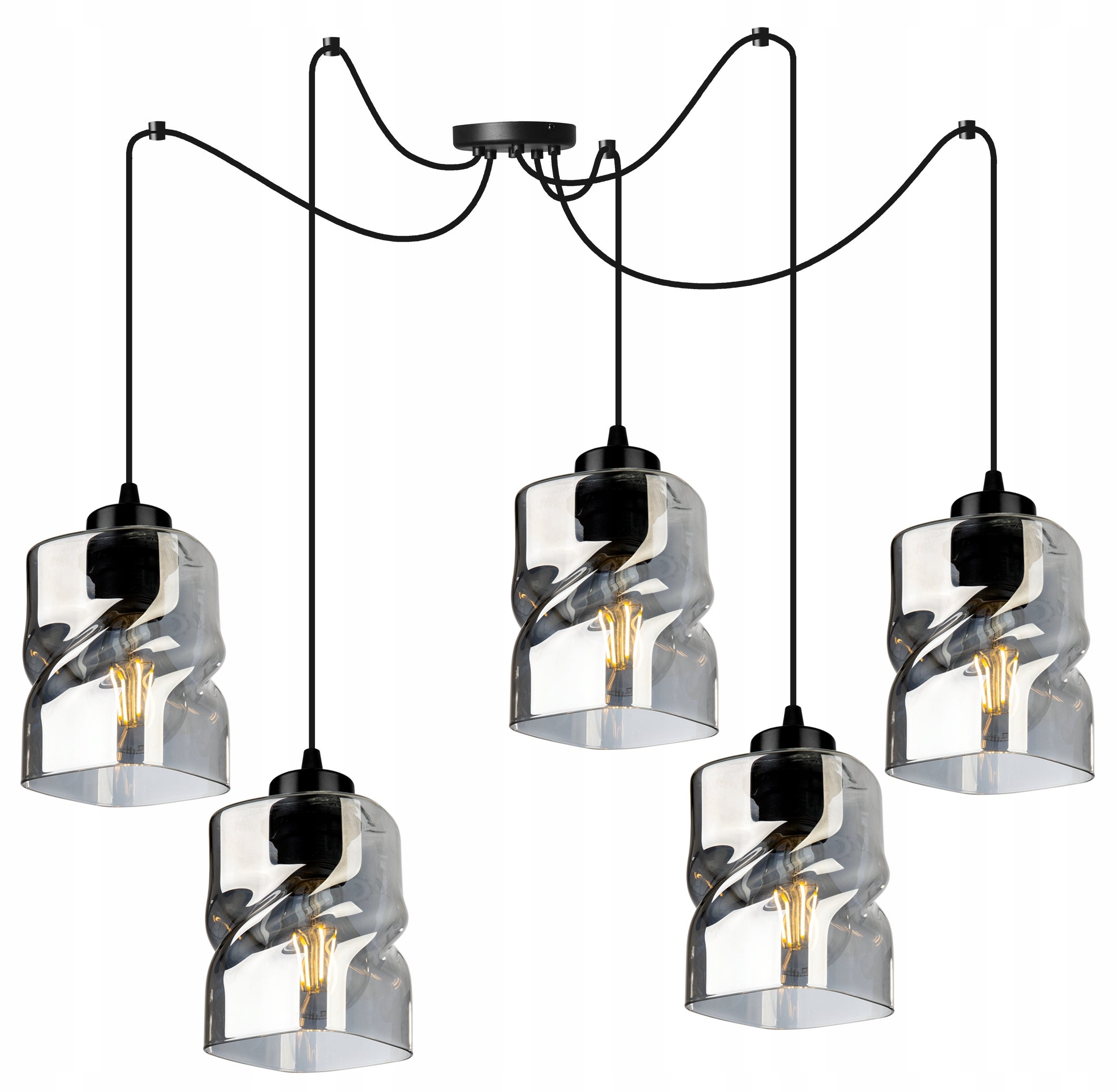 Lampa sufitowa wisząca Light Home LH Spider Niki 5x E27 abażur nieregularny grafitowy boho
