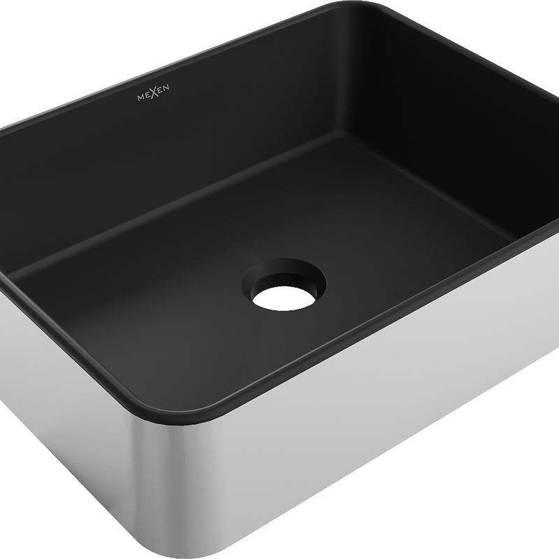 Mexen Catia umywalka nablatowa 48 x 37 cm, czarna mat/srebrna - 21314874