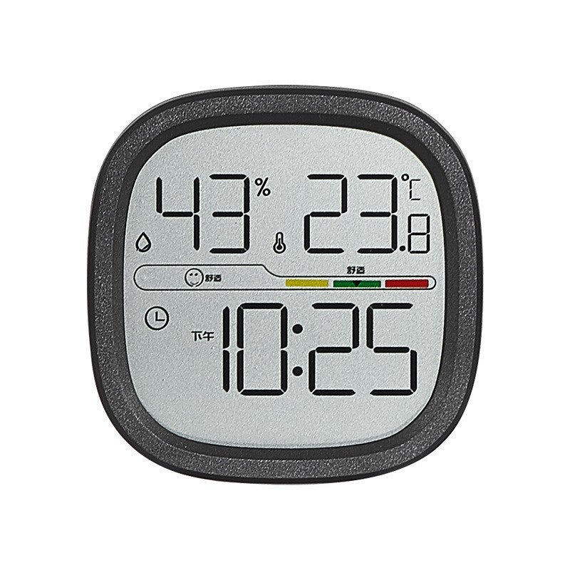 Smukły cyfrowy budzik LCD, montowany na ścianie, wielofunkcyjny z wyświetlaczem temperatury, 302, czarny, chiński