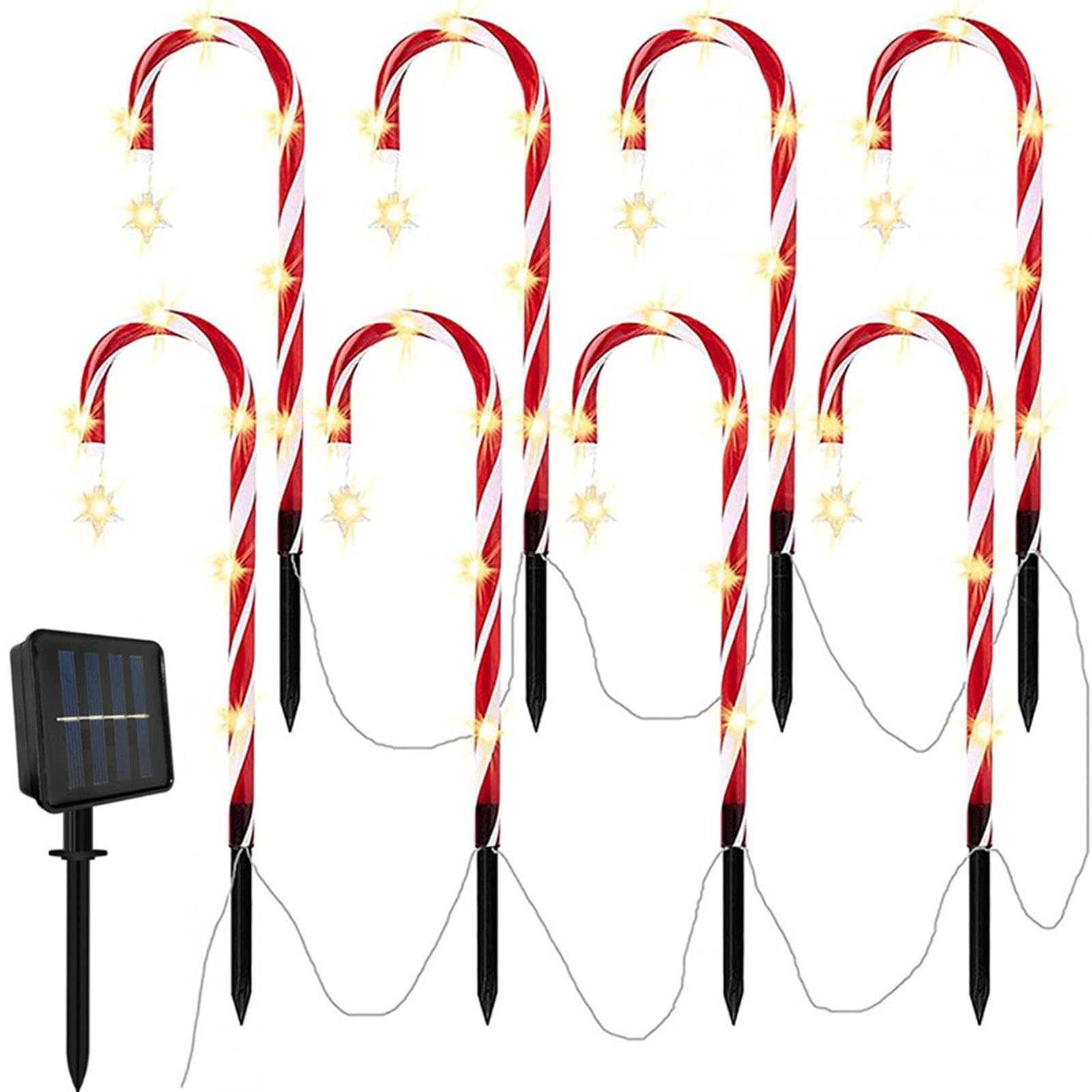 Świąteczne lampki w kształcie lasek cukrowych zestaw sztuk zewnętrzne lampy solarne wodoodporne oświetlenie LED ogrodu dekoracja zewnętrzna trawnik