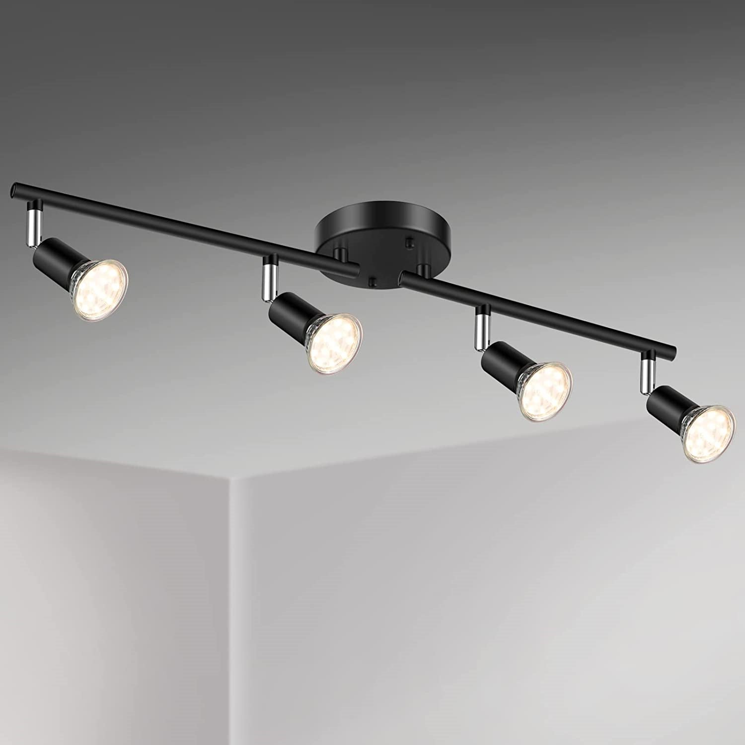 4-drożne reflektory sufitowe do kuchni i salonu, obracana o 330° lampa sufitowa z chromowanego metalu, oprawy GU10