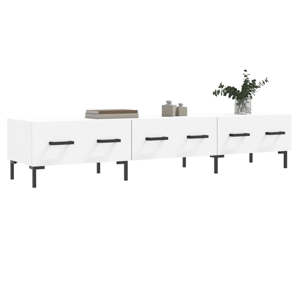 Szafka pod TV, biała, 150x36x30 cm, materiał drewnopochodny