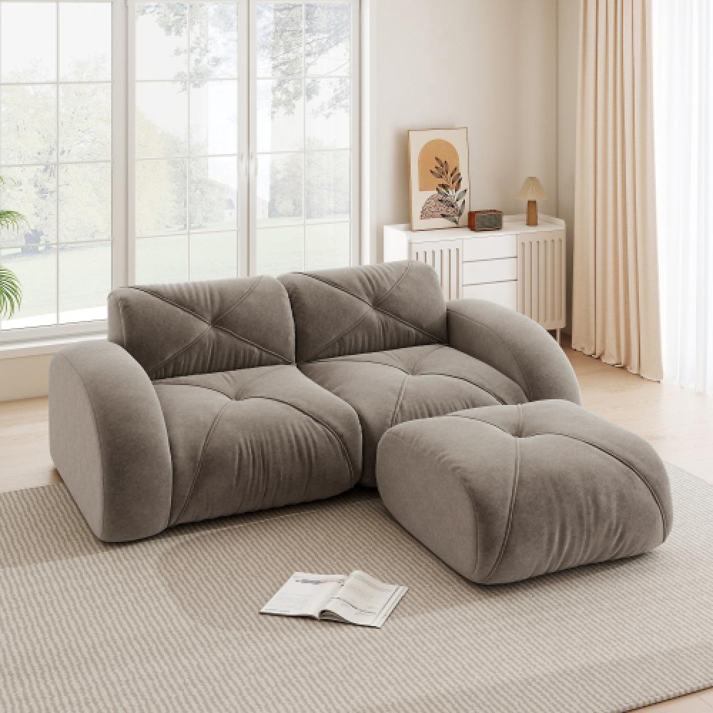 Sofa bezramowa, modułowa sofa 2-osobowa, pianka o wysokiej gęstości 32D, wygodna tkanina szenilowa, konstrukcja antypoślizgowa, nie wymaga montażu.