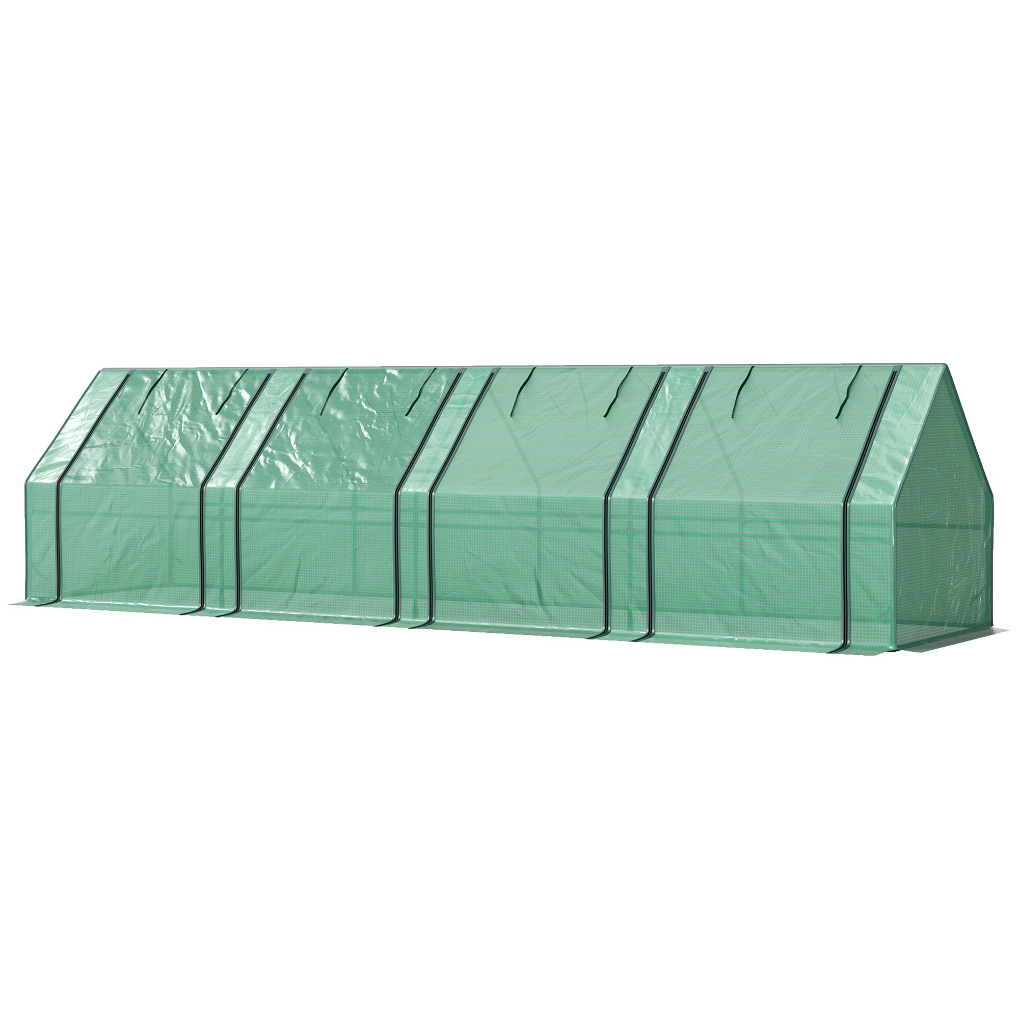 Miniaturowa szklarnia ogrodowa, tunel z 4 oknami i suwakami, stal, 140 g/m² PE, odporna na promieniowanie UV, 360x90x90 cm, zielona