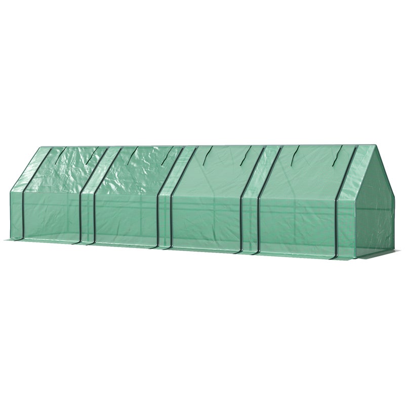 Miniaturowa szklarnia ogrodowa, tunel z 4 oknami i suwakami, stal, 140 g/m² PE, odporna na promieniowanie UV, 360x90x90 cm, zielona