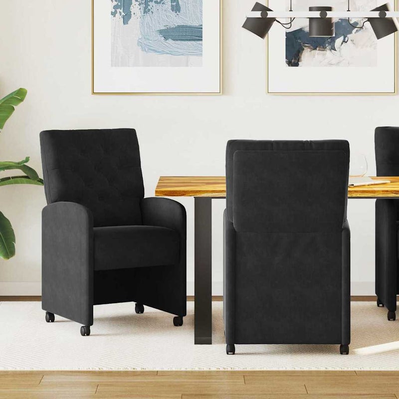 Krzesełka jadalne na kółkach 2 pcs Czarny 58 x 67 x 97 cm vidaXL