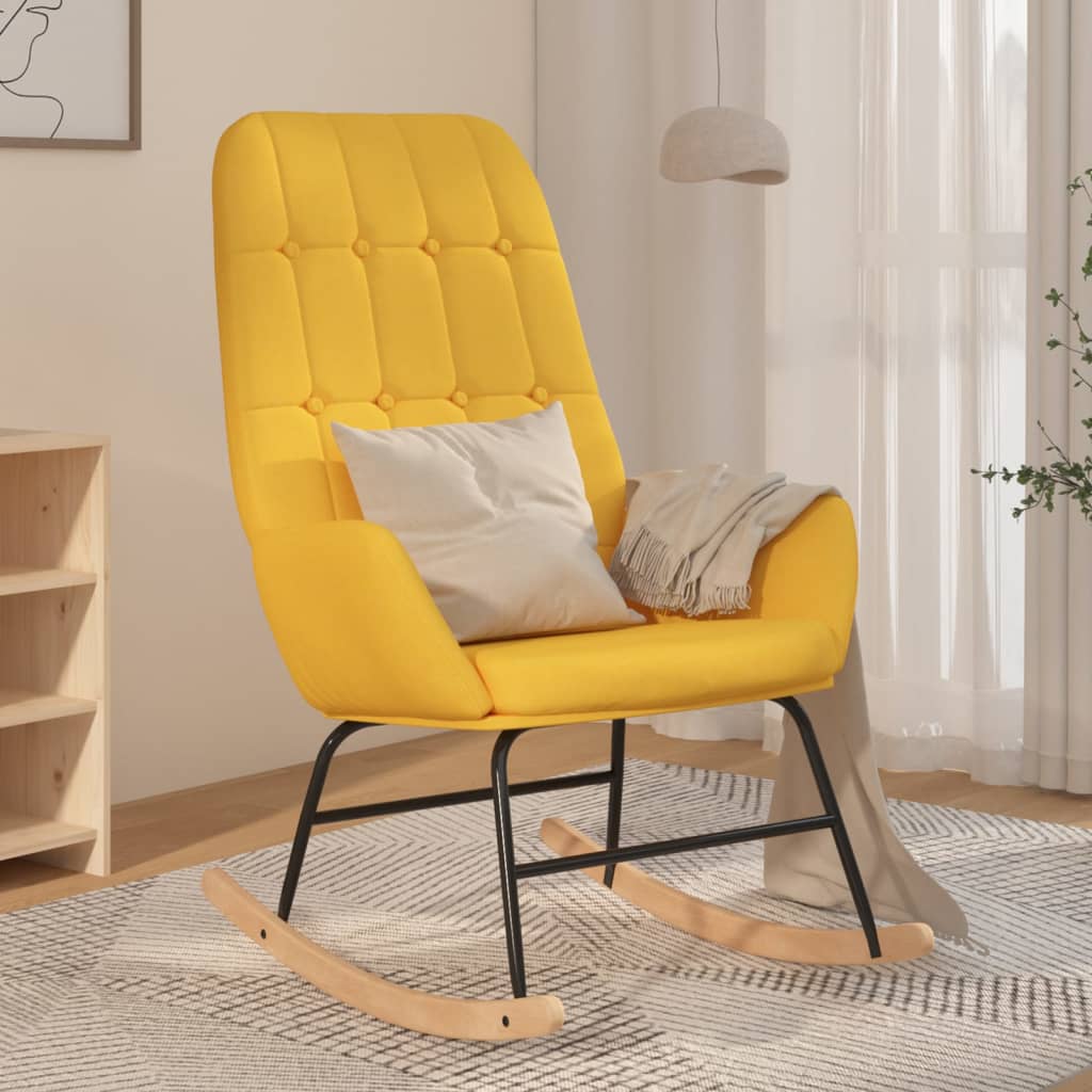 Fotel bujany, musztardowy, tapicerowany tkaniną vidaXL