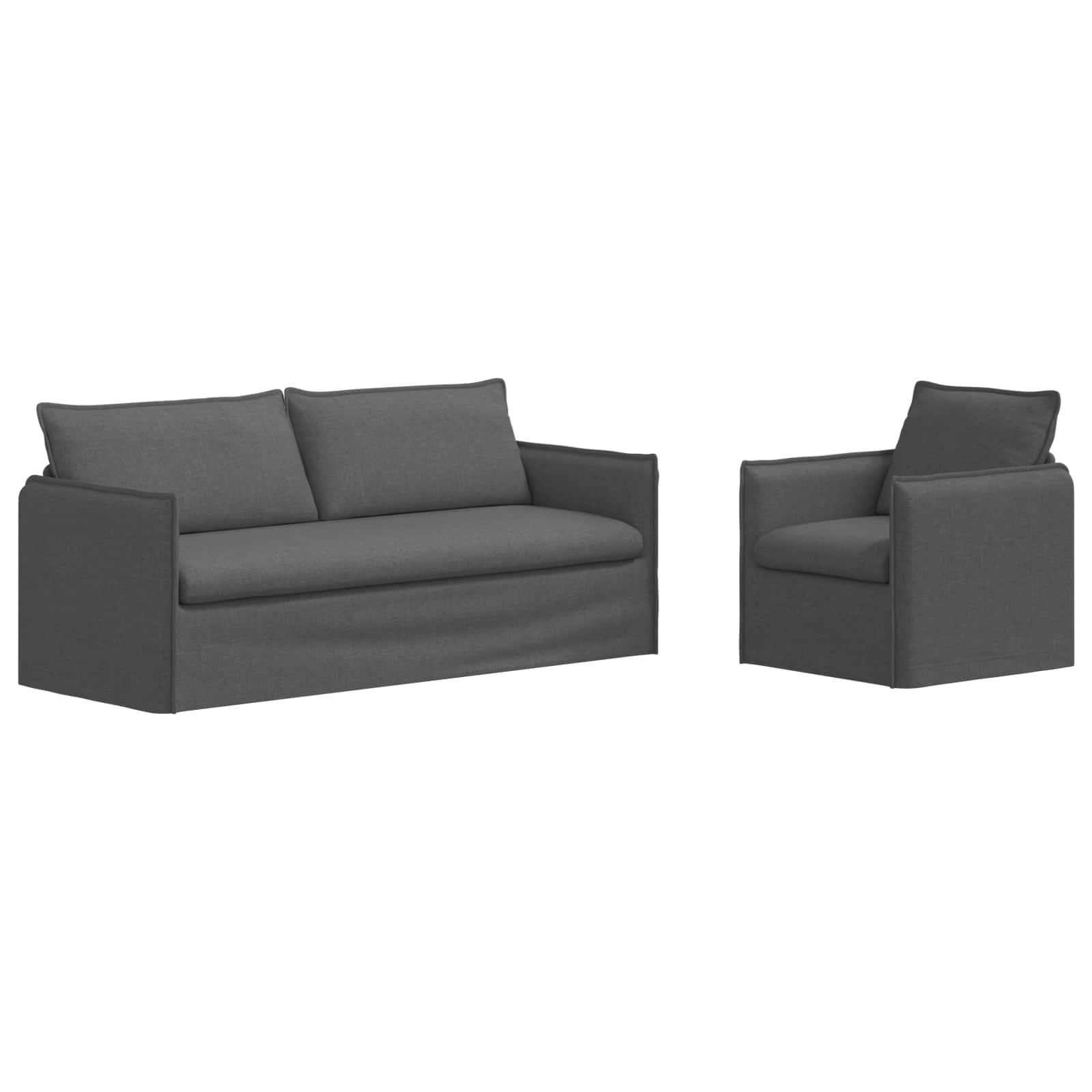 Zestaw Sof 2 pcs ciemnoszary 196 x 82 x 85 cm tkanina