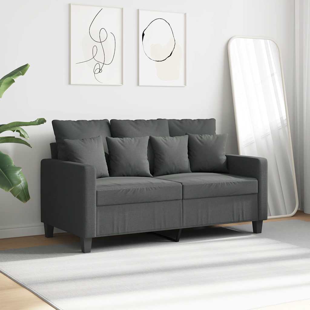 Sofa 2-osobowa, ciemnoszara, 120 cm, tapicerowana tkaniną