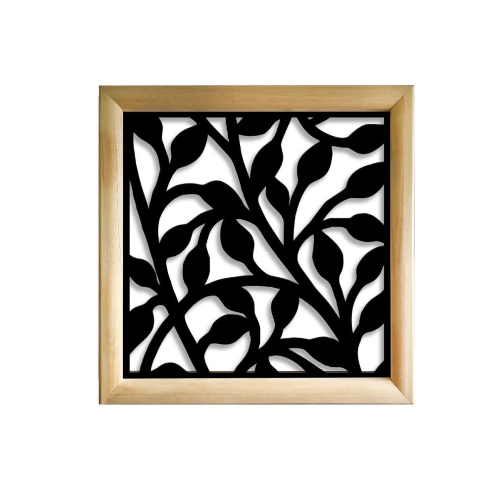 BUSH - Kwadratowe moduły dekoracyjne z drewna i PVC - Rozmiar 73x73 cm - Grubość 64 mm - Kolor wewnętrzny CZARNY