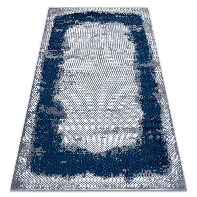 Dywan CORE A004 Ramka, Przecierany - Strukturalny, dwa poziomy runa, niebieski / szary 240x330 cm