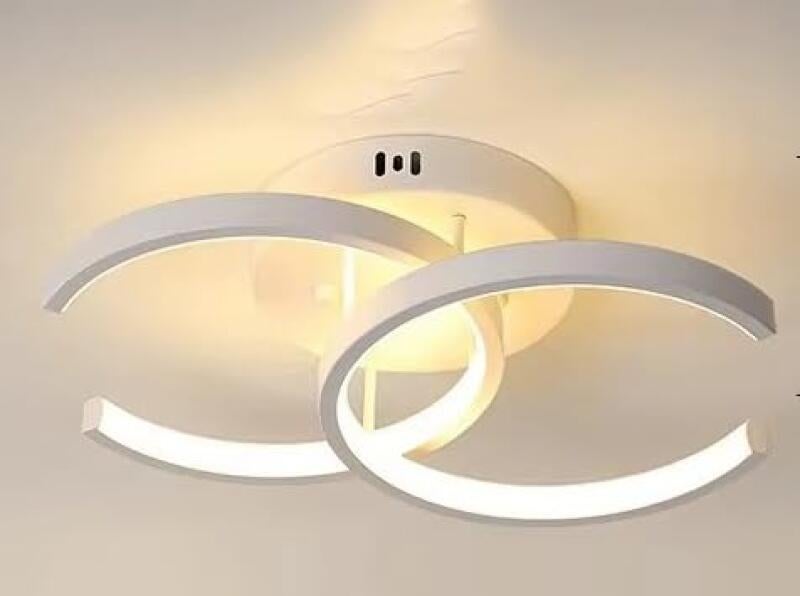 Nowoczesna lampa sufitowa LED – Wyjątkowy i kreatywny design – Biała, odpowiednia do korytarzy, salonów, sypialni, kuchni i biur (światło trójkolorow