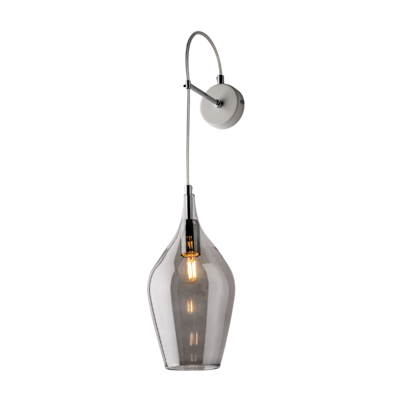 Applique in ferro con vetro grigio pyrex 1 luce H.60 - L.14 - P.21