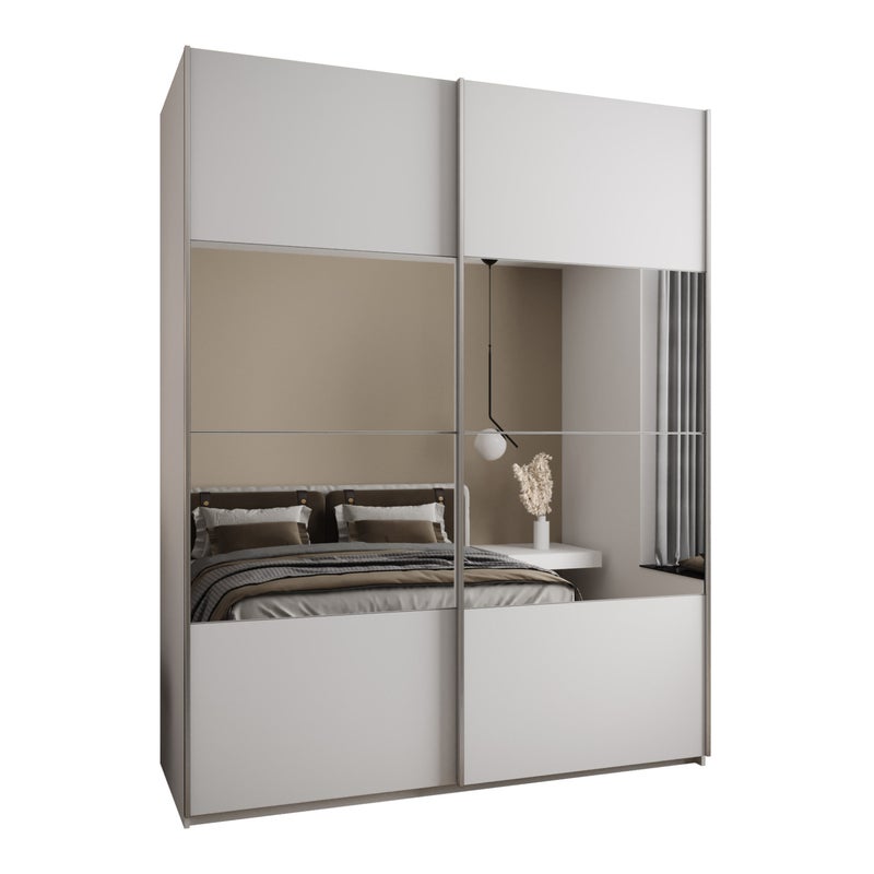 Szafa przesuwna wysoka Lux 4 200 x 64 x 245,5 cm biały + biały + u. srebrny - Abiks Meble