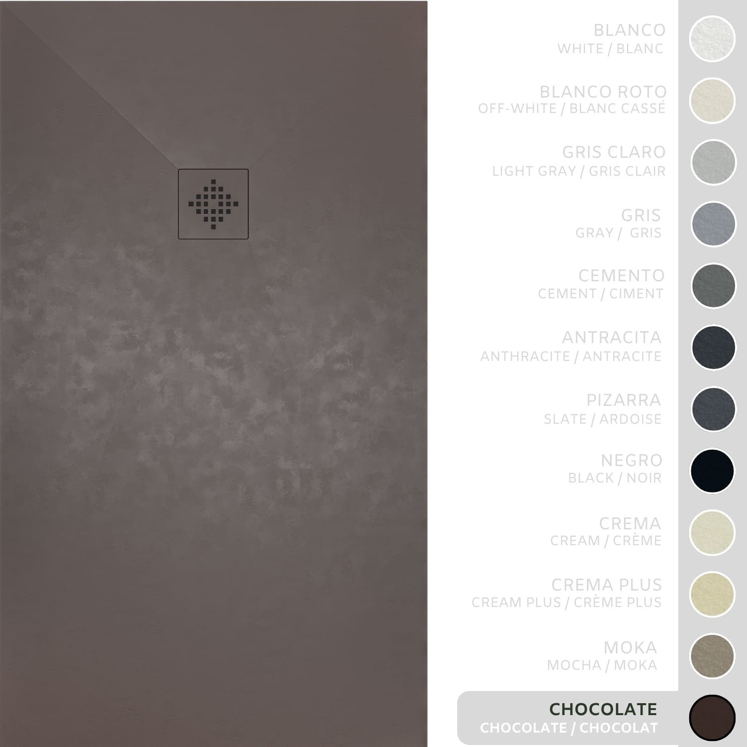 SOULHOME Brodzik prysznicowy– Żywica– Gel Coat– Gładka/Kamienna tekstura – Antypoślizgowy – Kolor czekoladowy – 150X75- Niski 3 cm– SAME