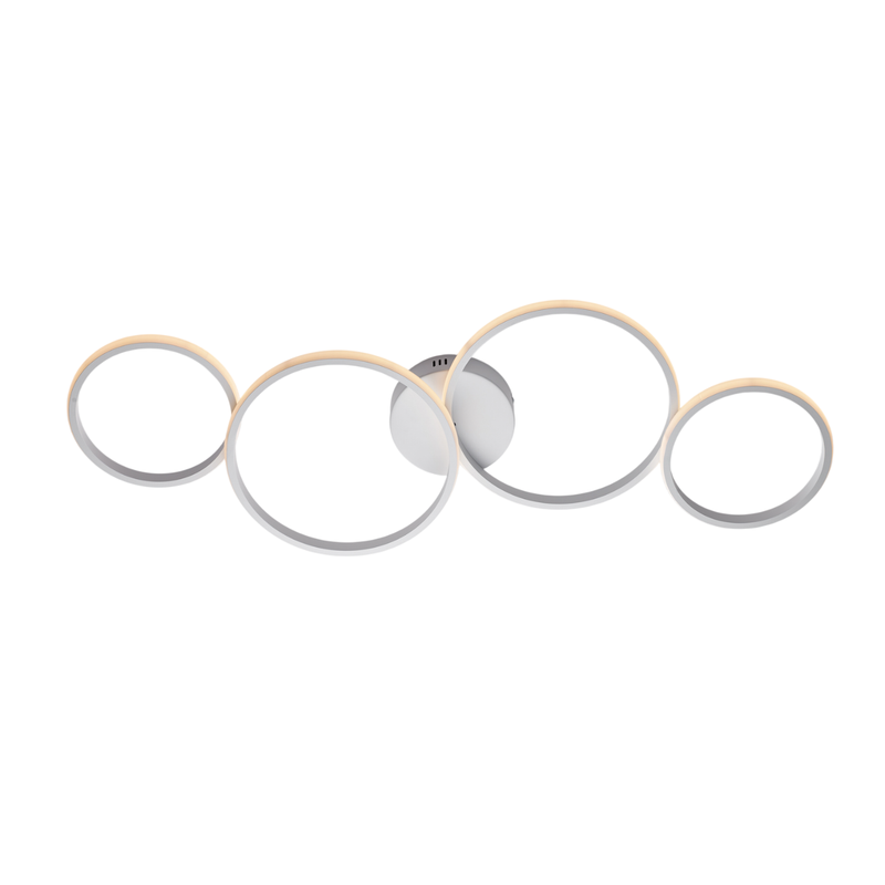 Plafoniera in metallo e alluminio laccato bianco con led integrato CCT + telecomando H.8 - L. 100 X 34