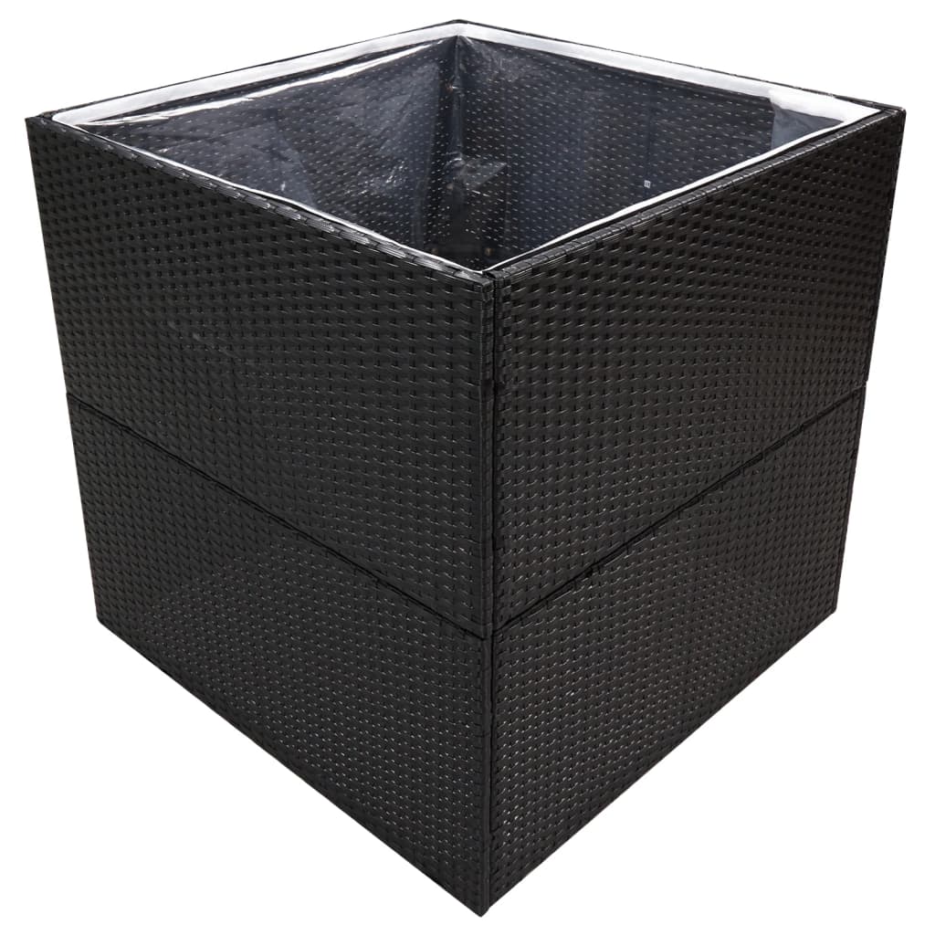 Donica ogrodowa, czarna, 80x80x80 cm, rattan PE