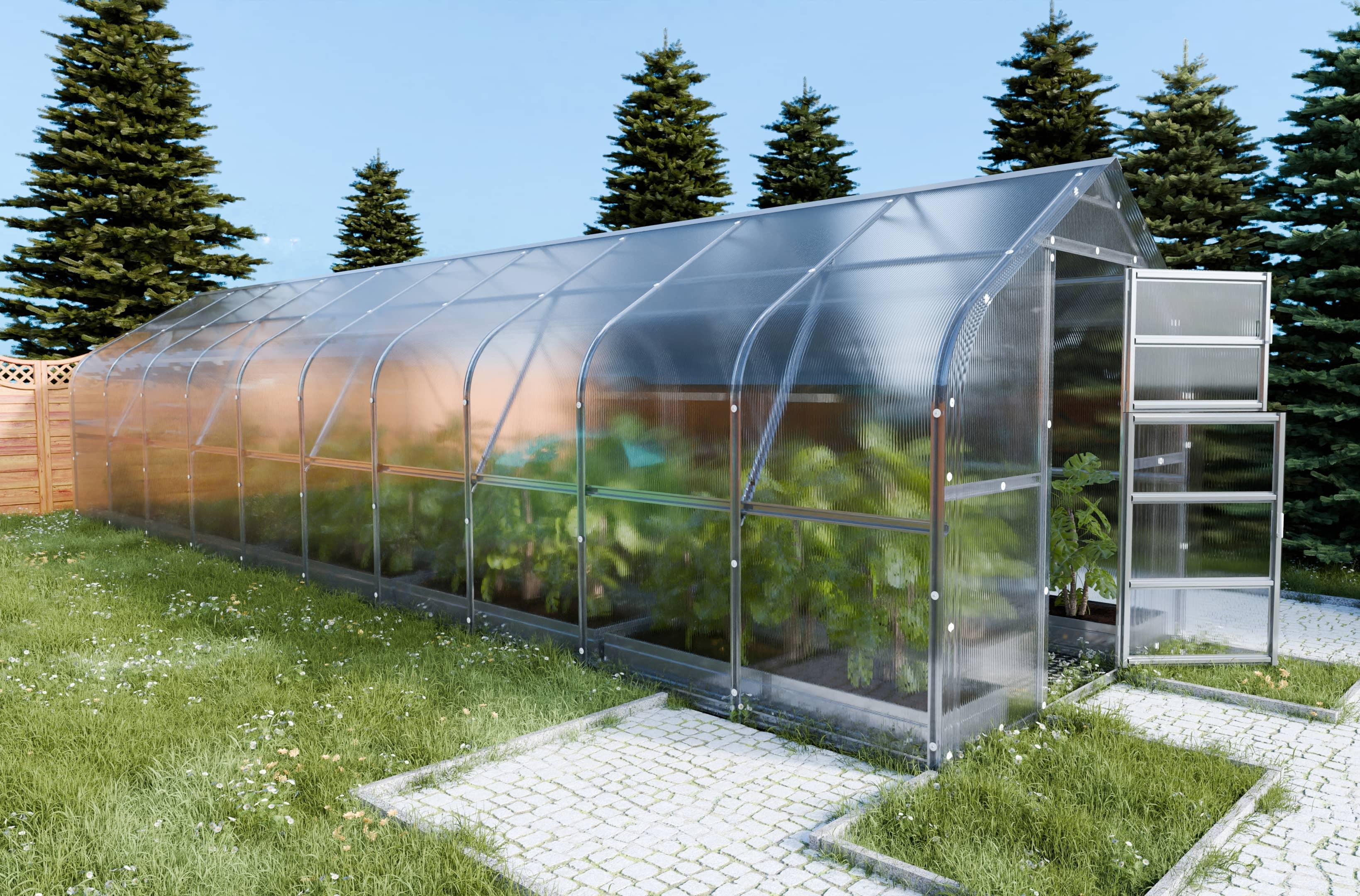 Szklarnia KLASIKA DROP 25 m2, 2,5 m x 10 m, 4 mm z powłoką z poliwęglanu 1szt.