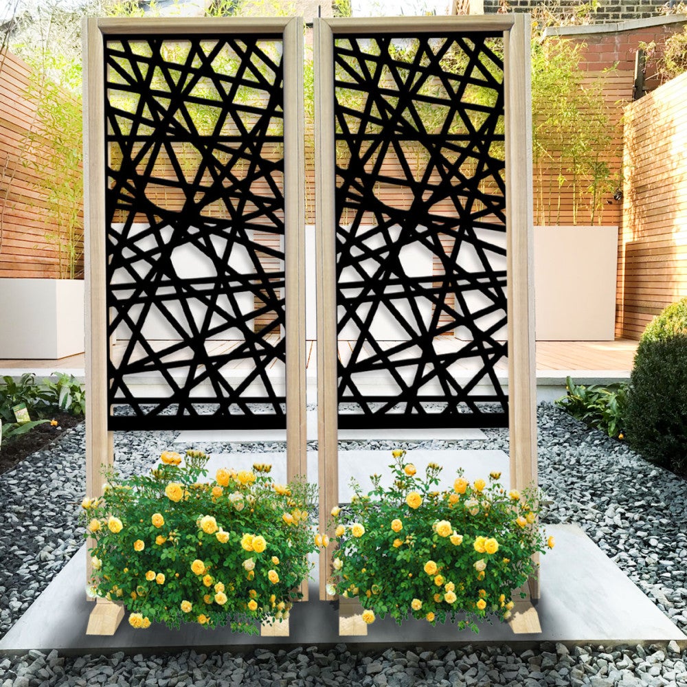 DIAGONAL SMALL - Modułowy wolnostojący ekran - 70x190 cm - Wykonany z drewna i PVC, kolor wnętrza czarny