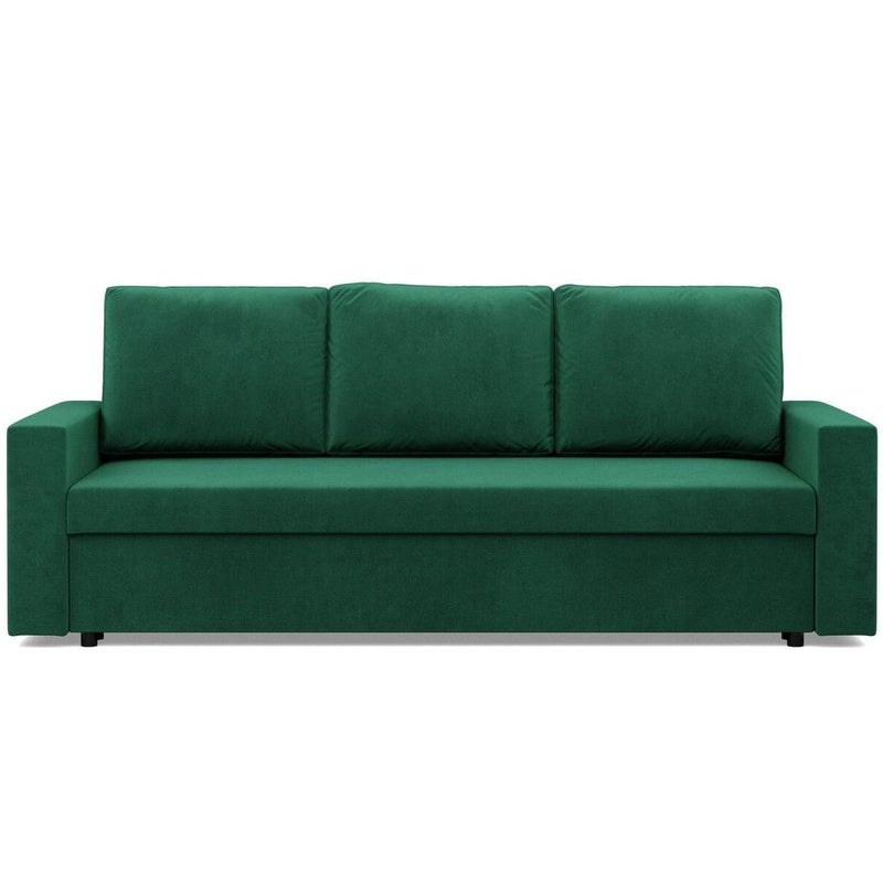 Kanapa 3 osobowa, BLOM, velvet, 220x92x92 cm, butelkowa zieleń - TYLETEGOTU