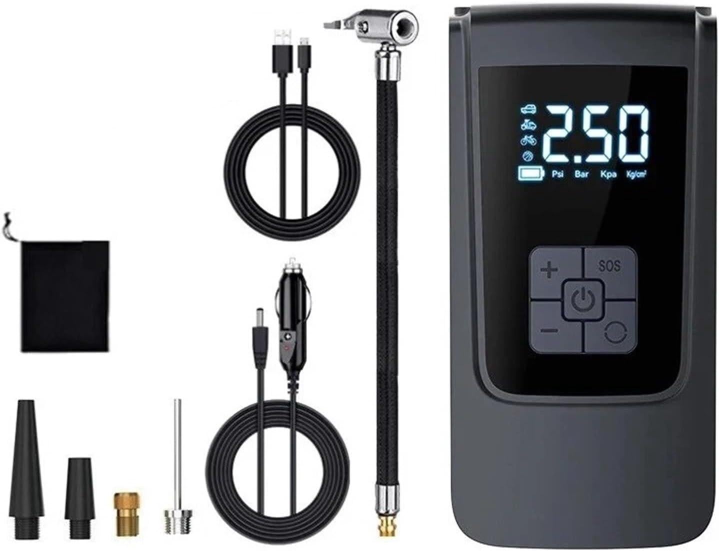 6000 mAh Bezprzewodowa sprężarka powietrza do pompowania opon samochodowych, przenośna, bezprzewodowa, DC12 V, 150 PSI, wydajna pompka do opon z wyświ