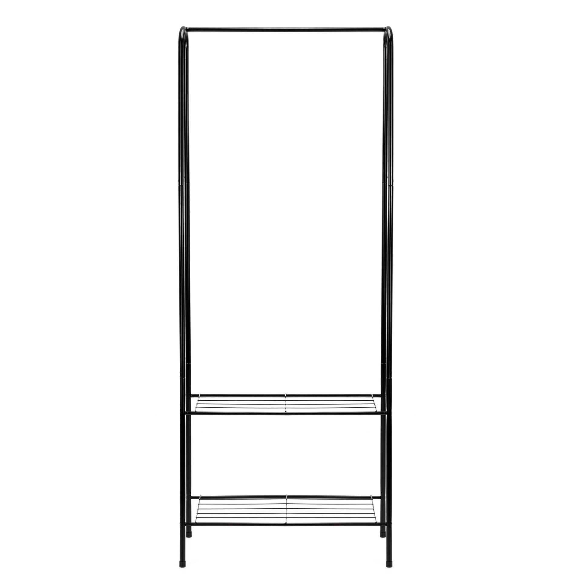 Wieszak wolnostojący z półkami, drążek na ubrania 150x60x34 cm stojak do garderoby, przedpokoju