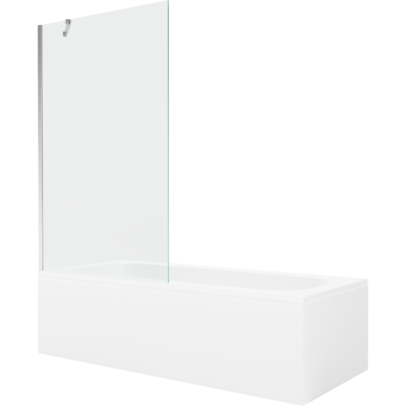 Mexen Vega wanna prostokątna 160 x 70 cm z obudową i parawanem 1-skrzydłowym 100 cm, transparent, chrom - 550116070X9510000001