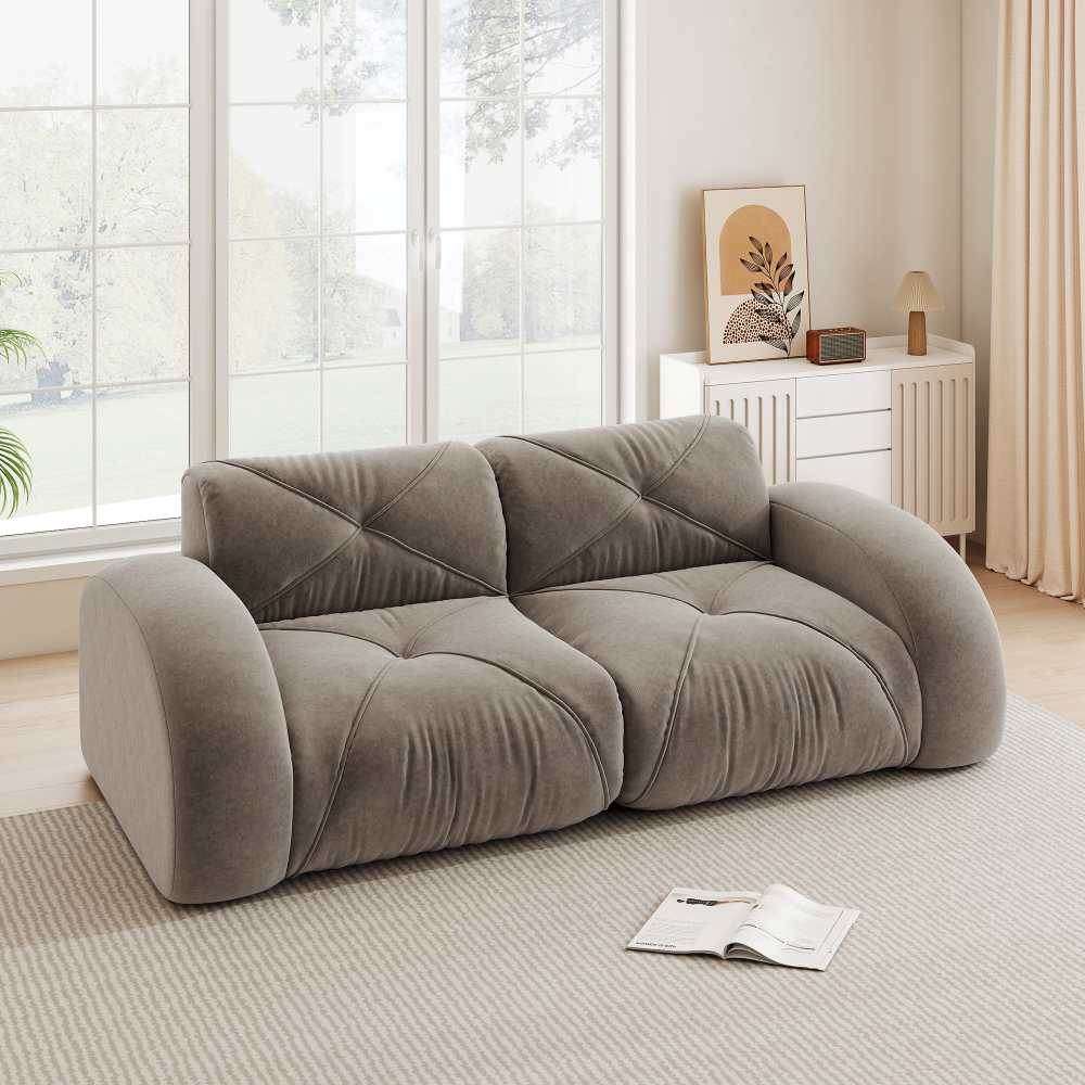 Modułowa sofa dwuosobowa bez ramy, wykonana z pianki o wysokiej gęstości 32D, miękkiej tkaniny szenilowej, nie wymaga montażu, wygodna do salonu