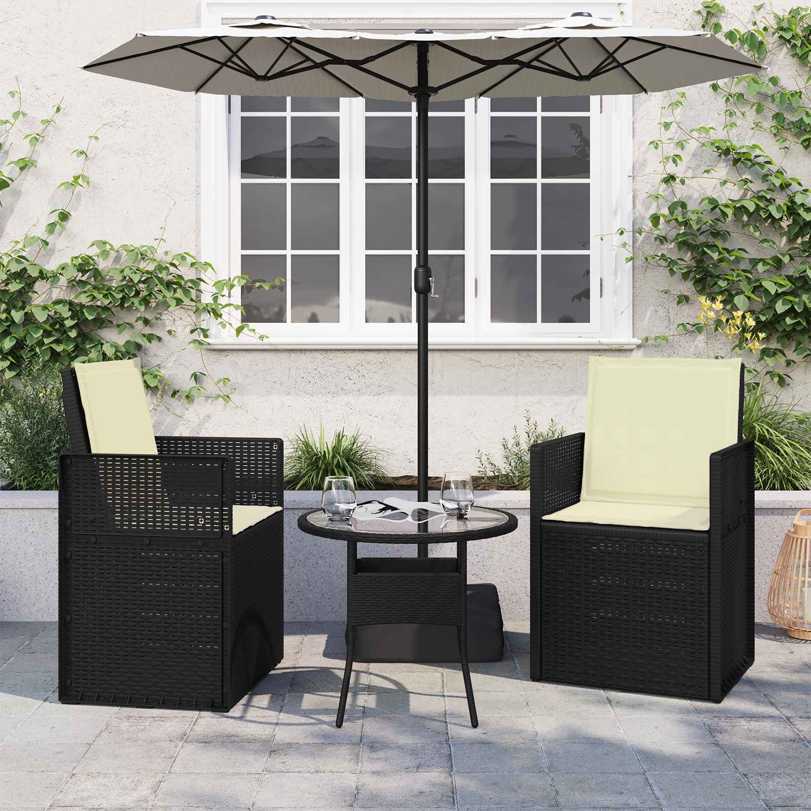 Poduszki na Siedzisko i Oparcie 2 pcs kremowy 47 x 45 x 2 cm vidaXL