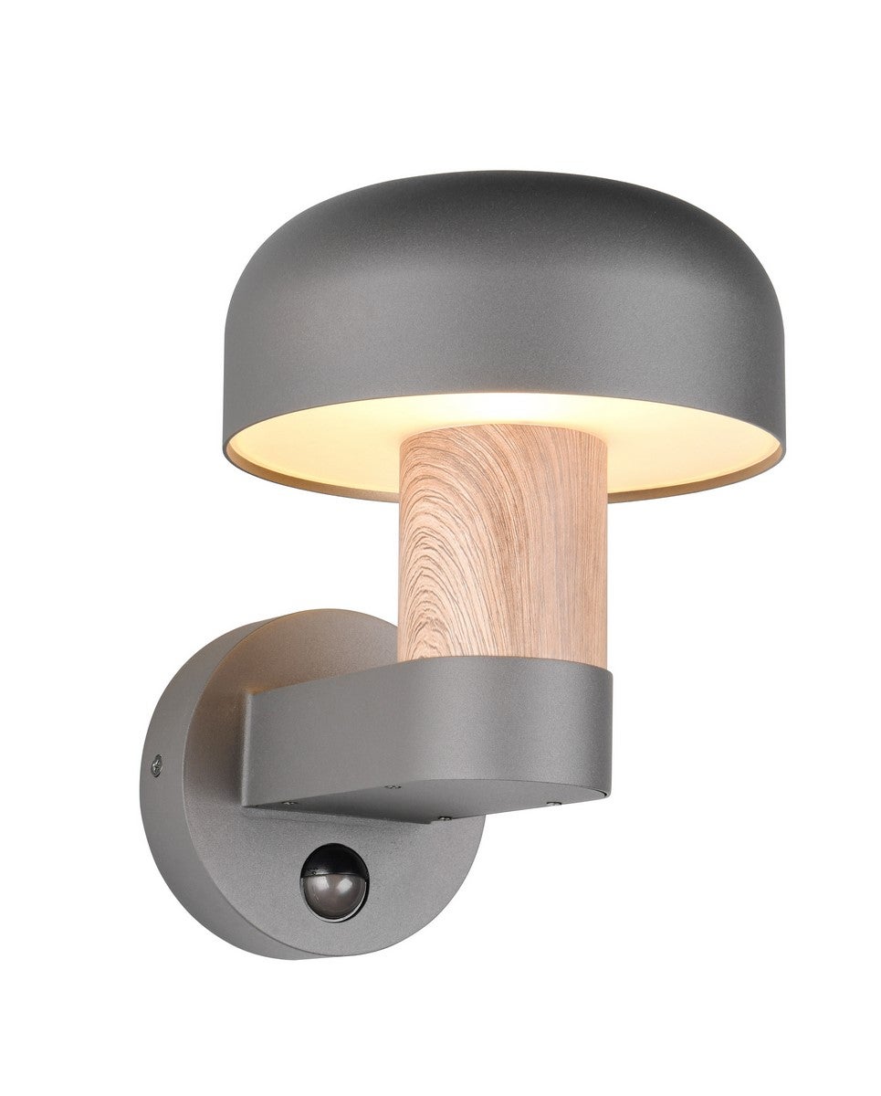 Kinkiet zewnętrzny grzybek z czujnikiem ruchu FRASER szaro-jasne drewno 1xE27x10W aluminium wym:24,5x19x25cm IP54 Trio