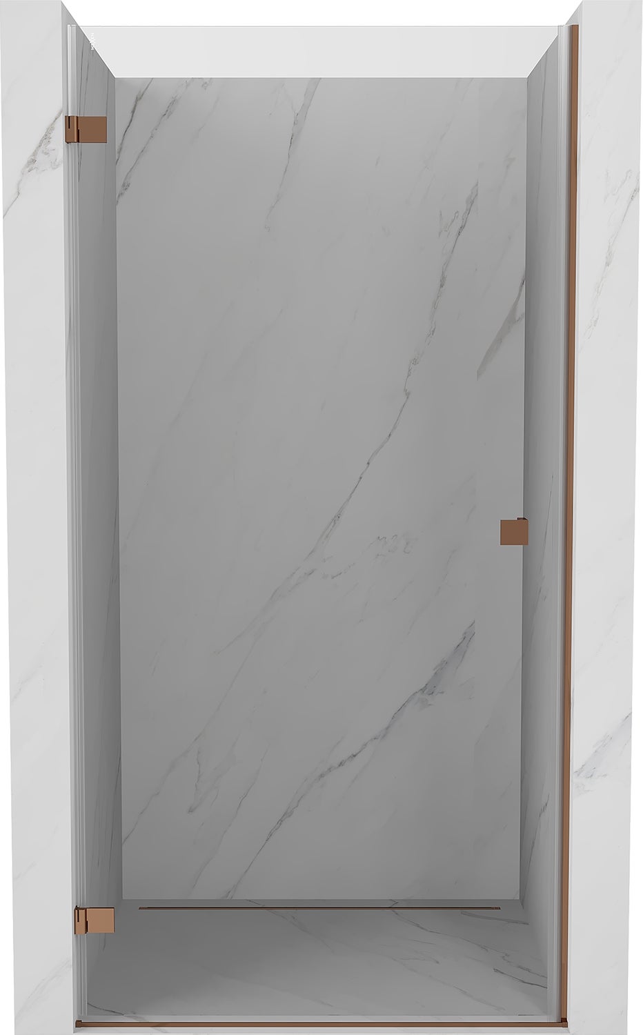 Mexen Lunar-B drzwi prysznicowe uchylne lewe 60 cm, transparent, różowe złoto - 832-060-000-60-00-L