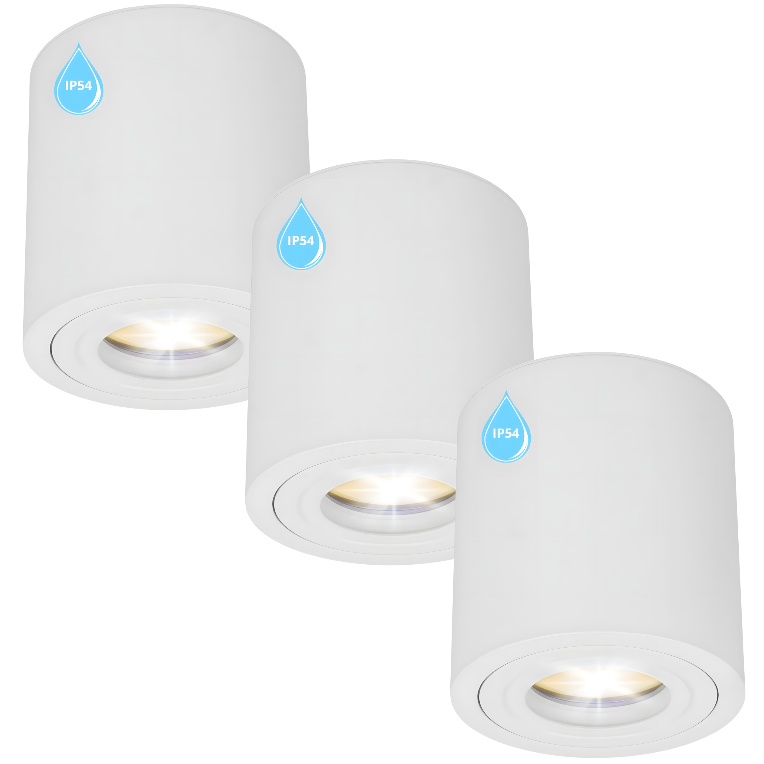 3x Oprawa Halogenowa Tuba LED GU10 do ŁAZIENKI Biała WODOODPORNA okrągła 3x Reflektor IP54 wodoszczelny ZESTAW - LEDHOFF