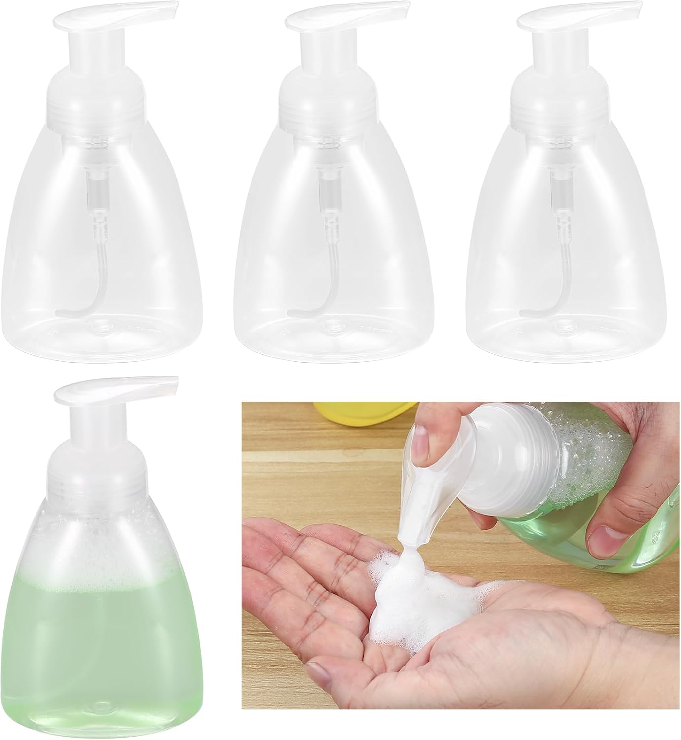 300ml Dozownik do Mydła w Piance, 4 szt. Dozownik do Mydła w Płynie z Pompką, Dozownik do Płynu do Naczyń, Kuchnia, Łazienka