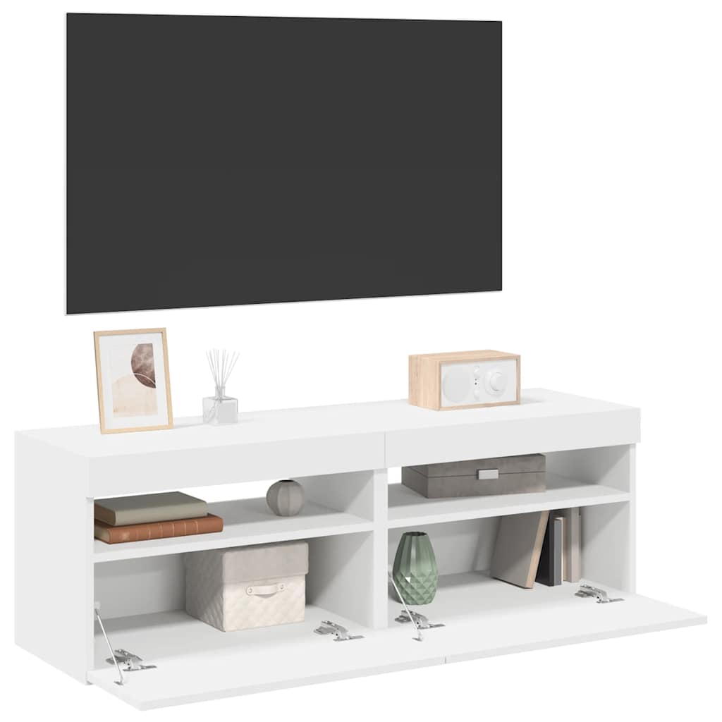 vidaXL Szafki TV z oświetleniem LED, 2 szt., białe, 60x35x40 cm