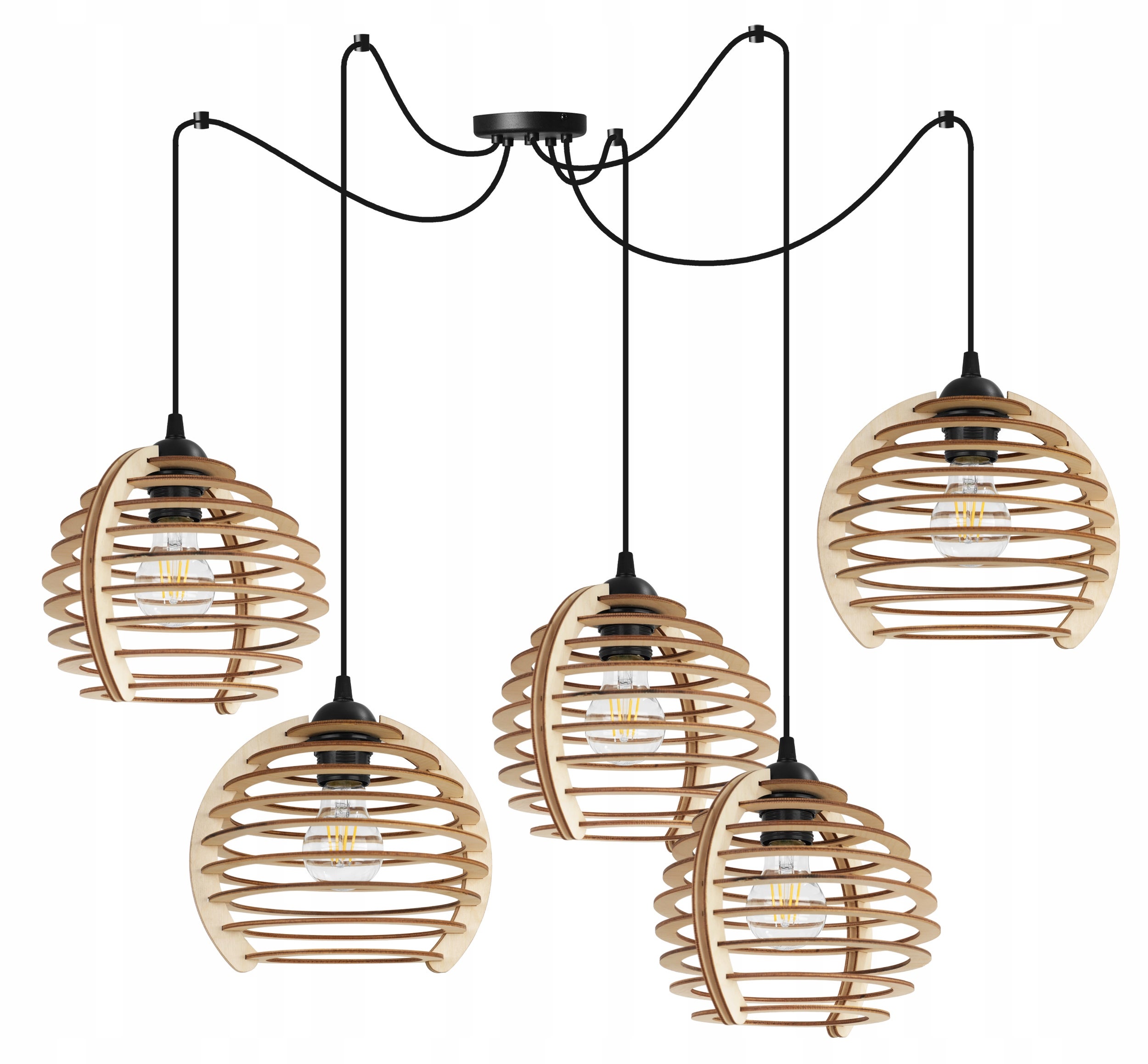 Lampa sufitowe wisząca Light Home LH Spider Timber 5x E27 60W czarny