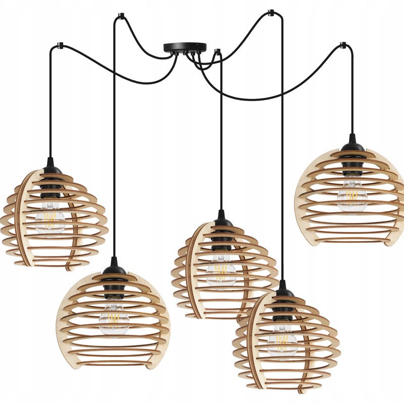 Lampa sufitowe wisząca Light Home LH Spider Timber 5x E27 60W czarny