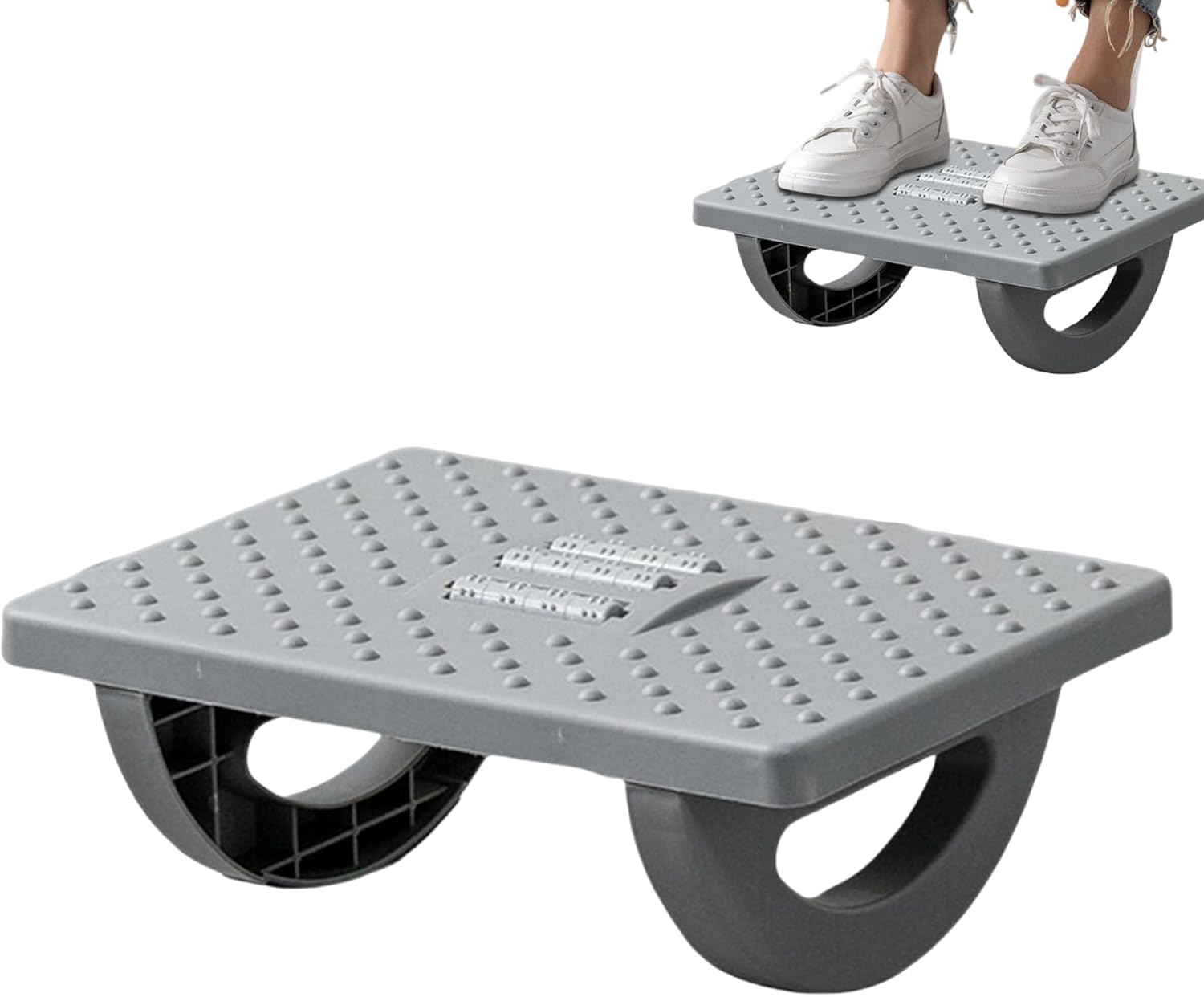 Ergonomiczny podnóżek z regulacją wysokości, rolkami masującymi, łagodzący stres, bóle stóp i zmniejszający zmęczenie pod biurkiem