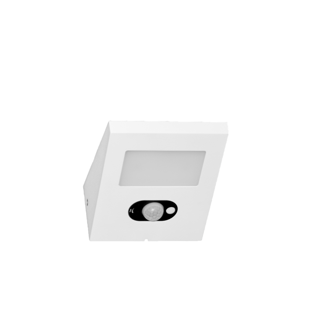 14,5 cm aluminiowy ścienny projektor solarny z czujnikiem, dioda LED 2,5 W 4000 K – biały