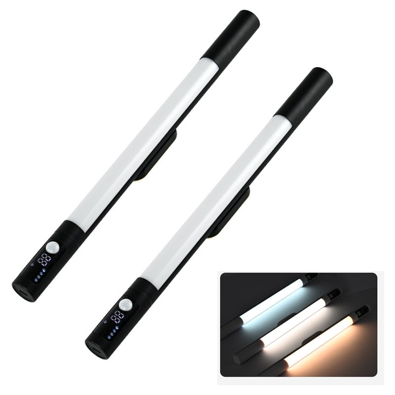 2 Lampki LED podszafkowe, regulowany kąt, oświetlenie 3-tonowe, światło ładowalne z czujnikiem ruchu, kinkiet – Czarny – 1200 mAh