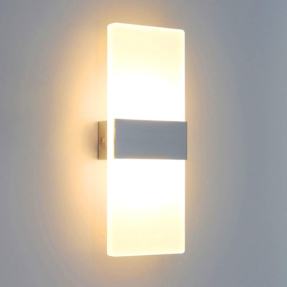 Lampa ścienna wewnętrzna LED 6 W, nowoczesna lampa ścienna z akrylu i aluminium, oświetlenie do sypialni, szafki nocnej, przedpokoju, salonu, biura