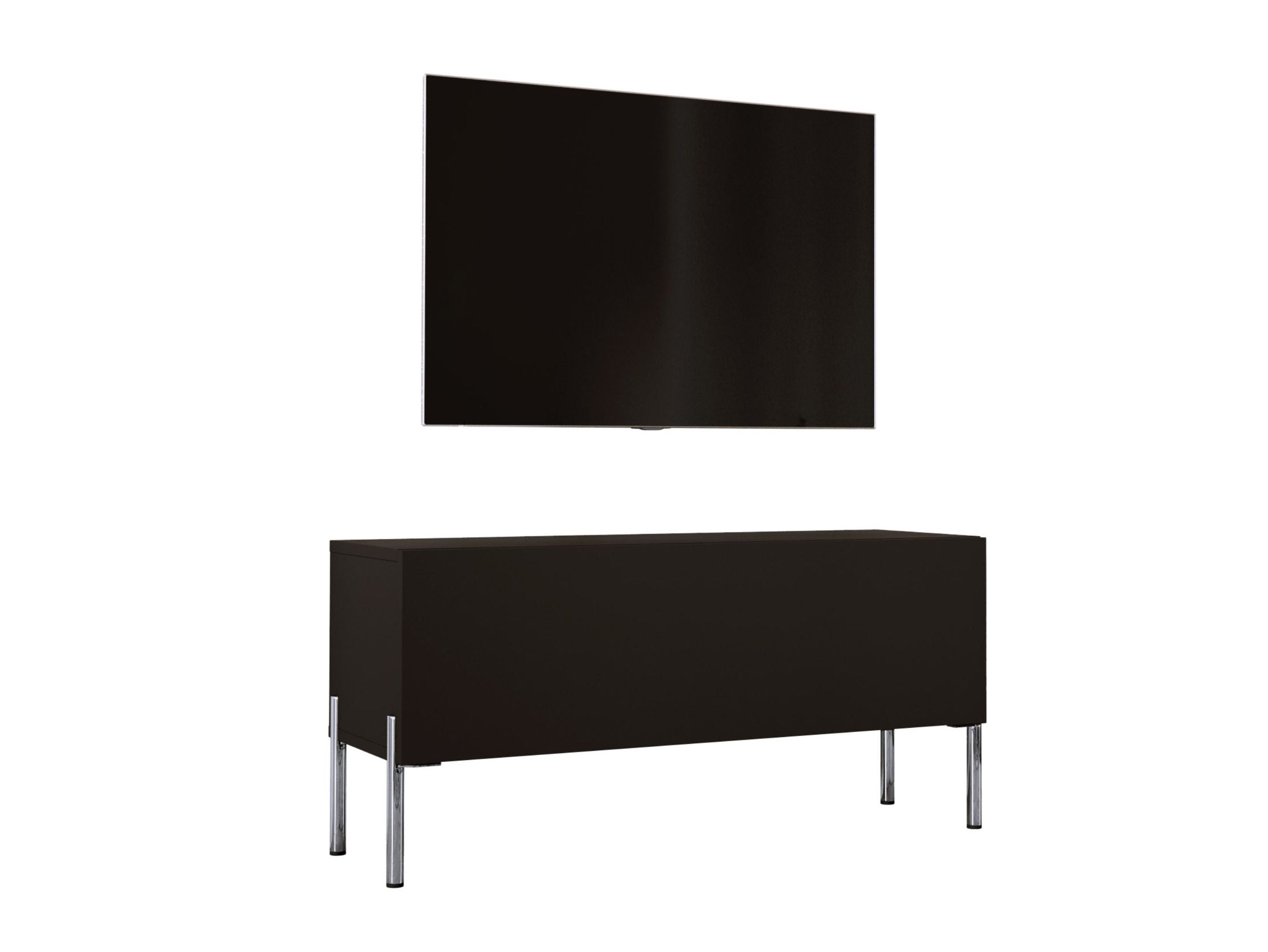 Szafka RTV: czarny mat, nogi chromowane, 100 x 52 x 32 cm
