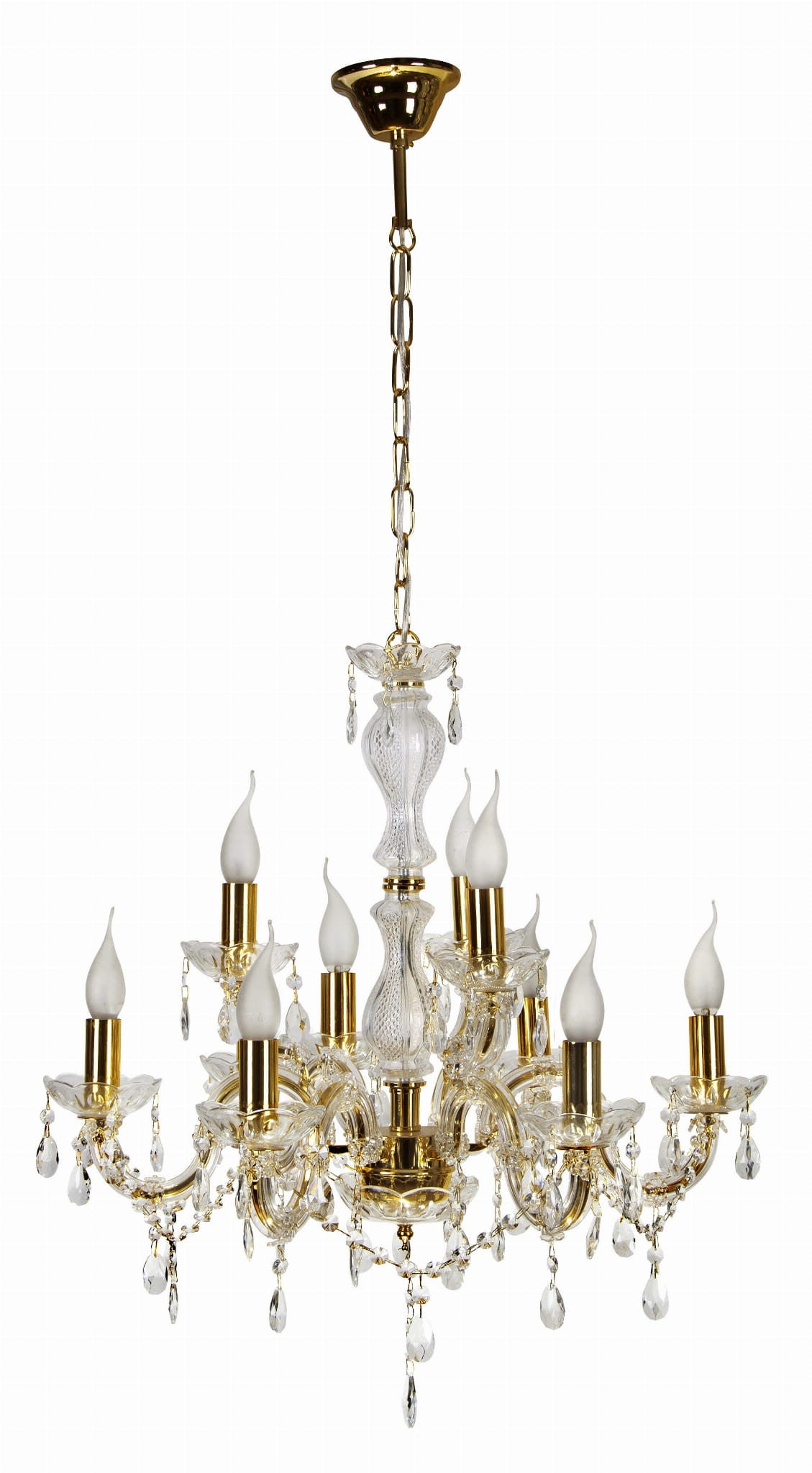 Lampa wisząca Maria złota 9xE14x40W wym: 130 x 62 x 62 cm kryształ Candellux