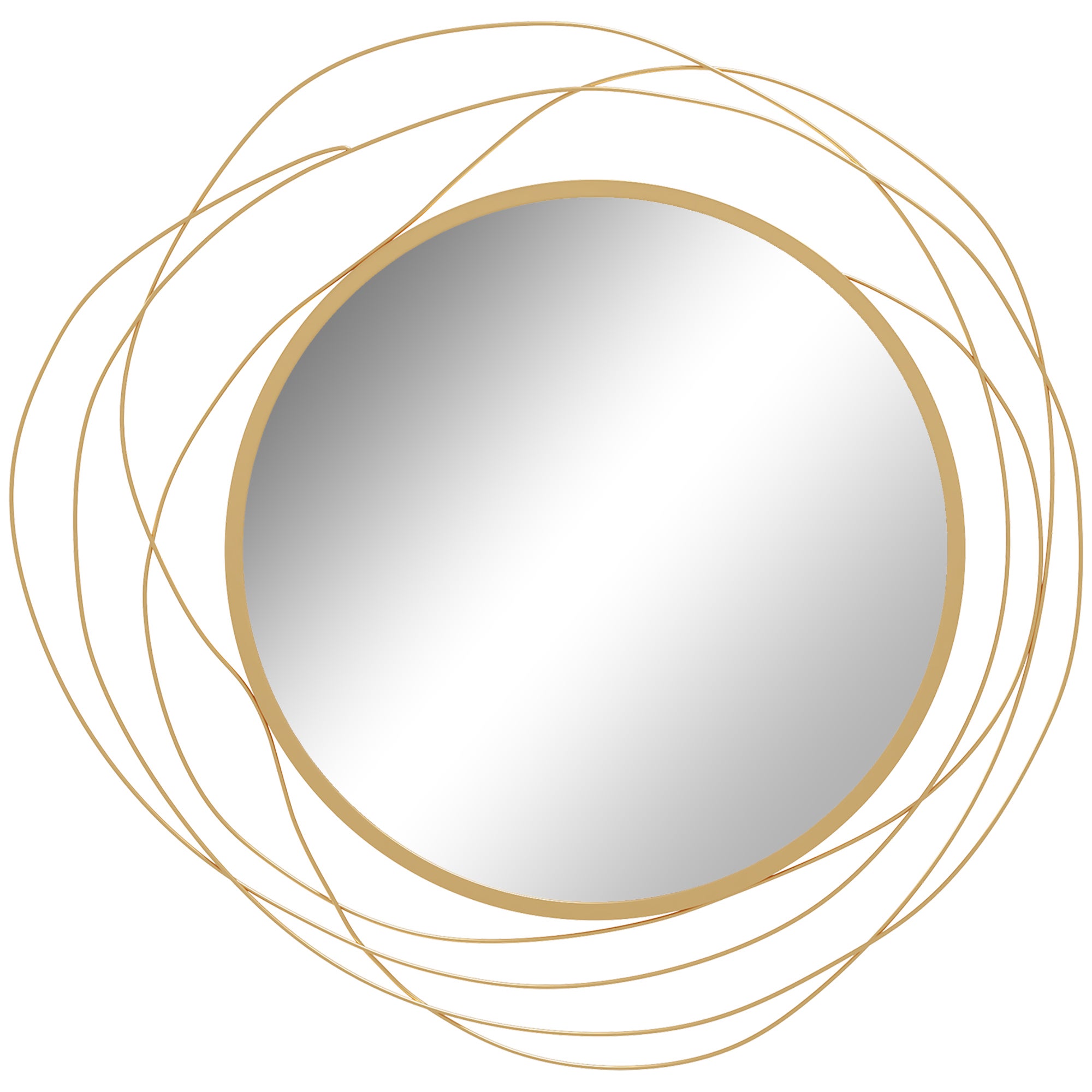 Abstract Metal Wire Wall Lustro, z Accessories - Złoty Tone