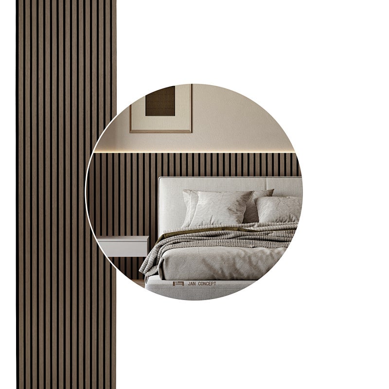Zestaw 6 paneli akustycznych Ciemny orzech 120x60 cm, lamele ścienne MDF na czarnym filcu