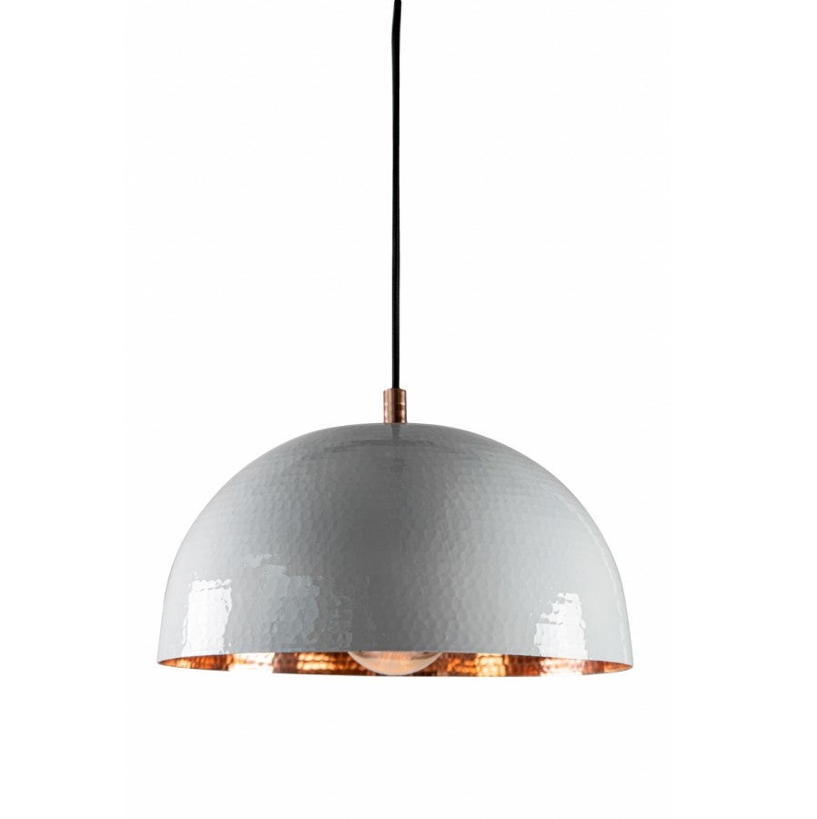 Ręcznie wykonana lampa wisząca z miedzi z Meksyku Ceniza Blanca – Lampa sufitowa vintage ręcznie wykonana z miedzi | Kinkiet sufitowy biały 30x15 cm
