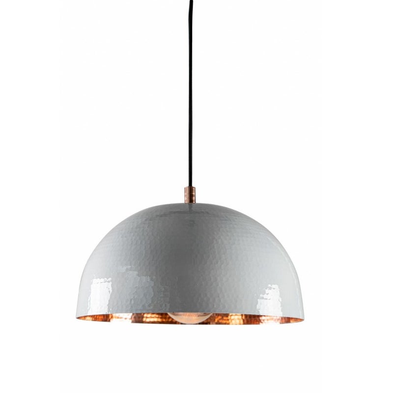 Ręcznie wykonana lampa wisząca z miedzi z Meksyku Ceniza Blanca – Lampa sufitowa vintage ręcznie wykonana z miedzi | Kinkiet sufitowy biały 30x15 cm