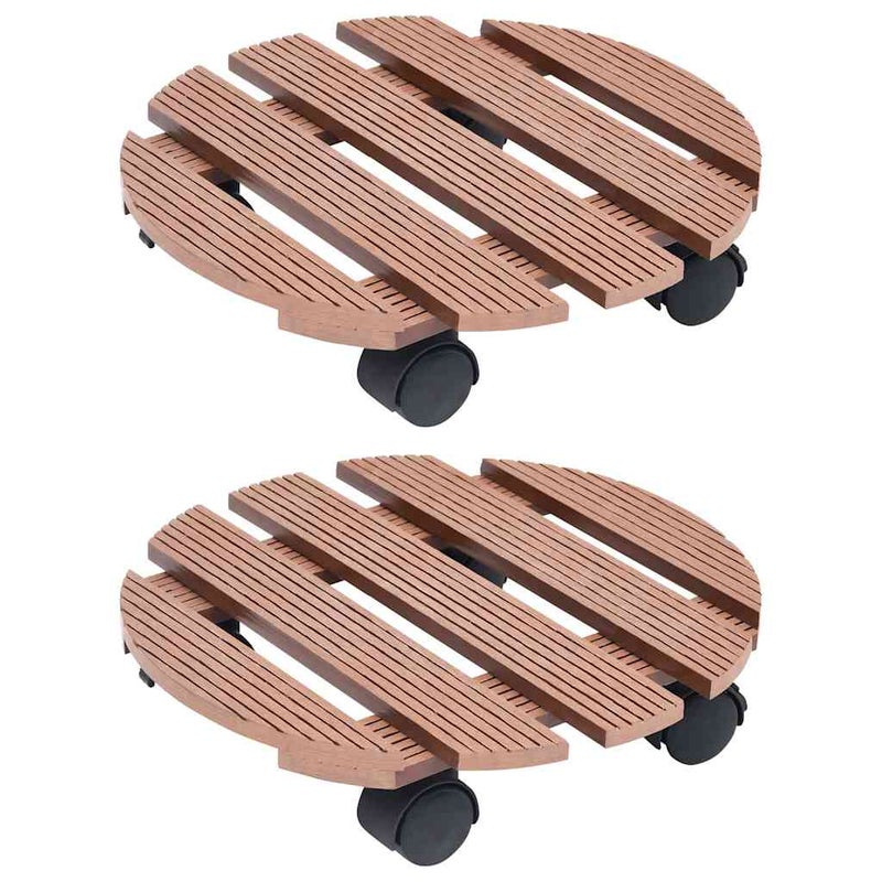 2x Stojak na Kółkach pod Donice Ø30 cm WPC Brązowy